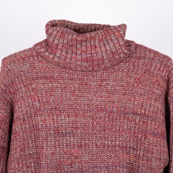 Old Navy Women Wool Blend Turtleneck Sweater MEDIUM Chunky Knit Heathered Marled - Picture 3 of 6